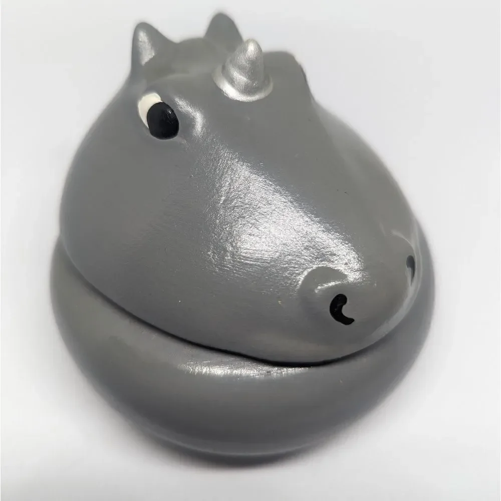 Handmade ceramic clay gray unicorn dish catchall cup jewelry box
